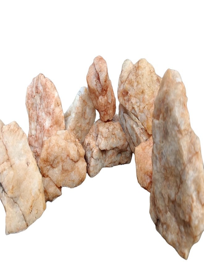 RUKDA Peachlite Stones for Aquarium & Garden Decor - Natural Pink-Orange Quartzite Rocks for Aquascaping, Landscaping, Terrariums, Fish Tanks & Water Features - Unique Decorative Rock - 1 Kg - Image 4